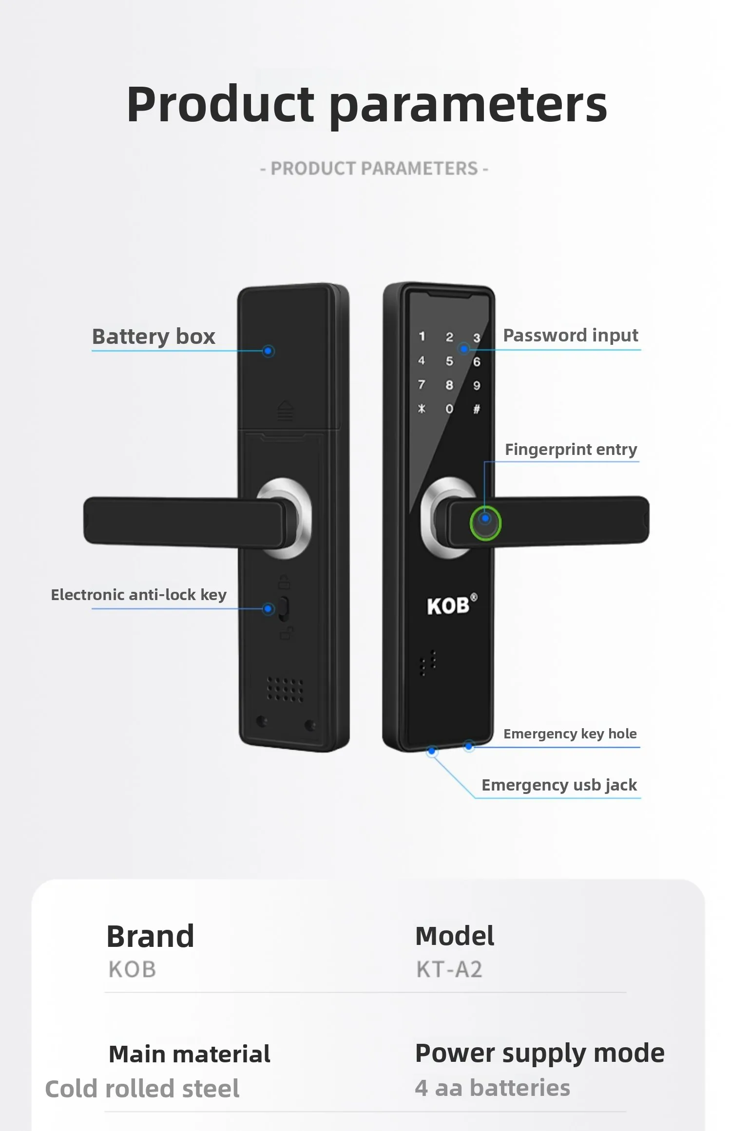 wooden door fingerprint lock household anti-theft door password lock apartment B