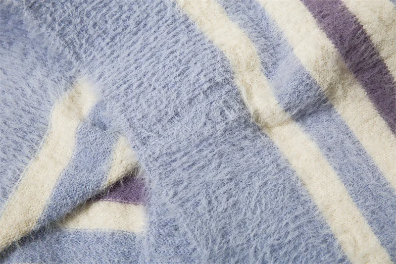 Vintage Farbblock Patchwork Strickjacke Neue Harajuku Streifen Strickpullover Hip Hop Streetwear Strickwaren Unisex Kleidung Tops_voghion.com