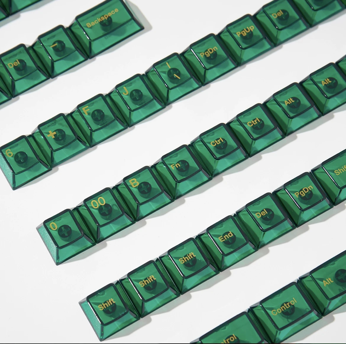 Cereja Verde Cristal, 157 Teclas, Impressão UV para MX 60%, 65%, 85%