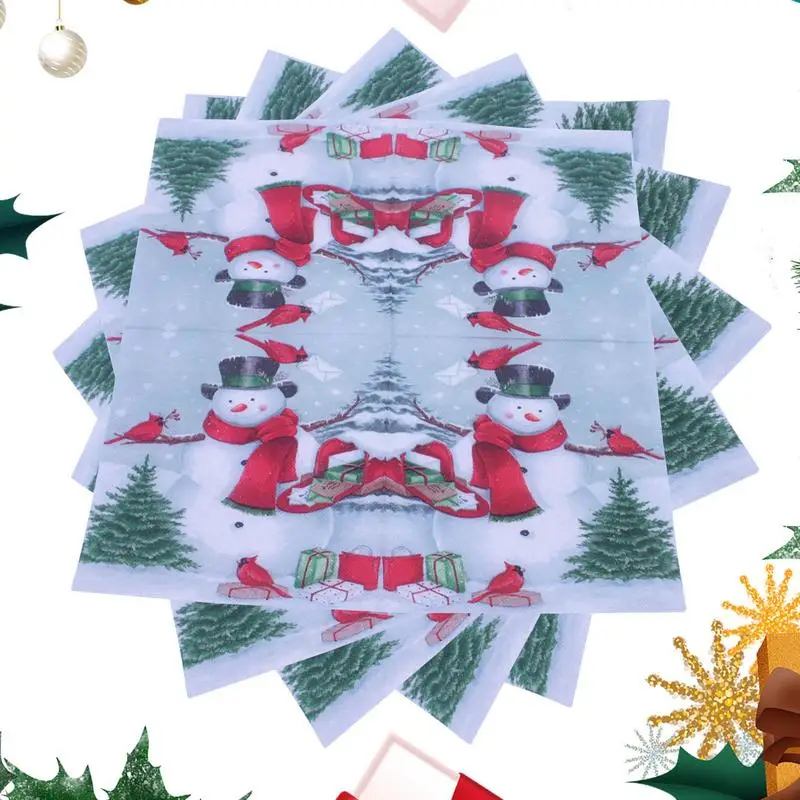 

Christmas Napkins Winter Snowman Napkins 2-Ply 20 Pieces Lunch Dinner Decorative Napkins Hand Towels For Christmas Holiday Party