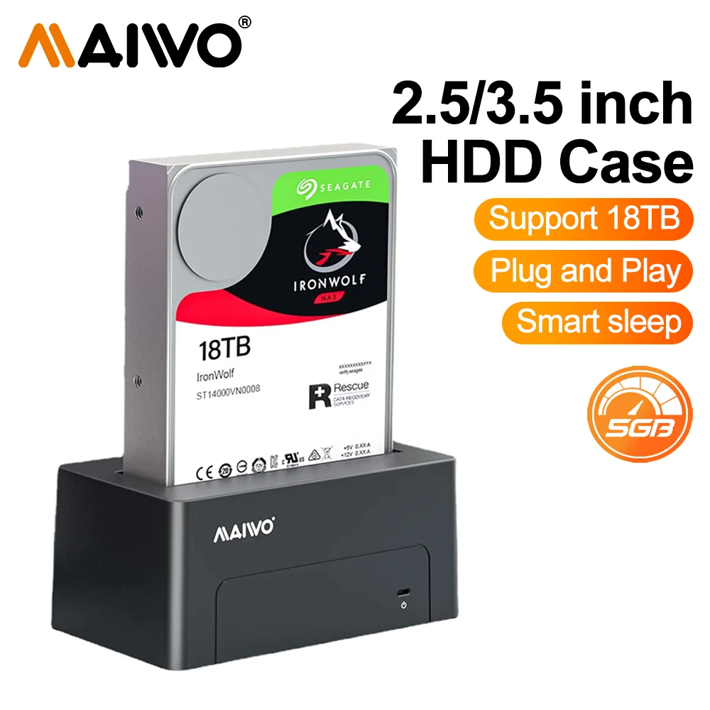 

Док-станция MAIWO с USB 3,0 на SATA, адаптер для 2,5 и 3,5 дюймового HDD SSD SATA с скоростью до 5 Гбит/с, картридер для ПК