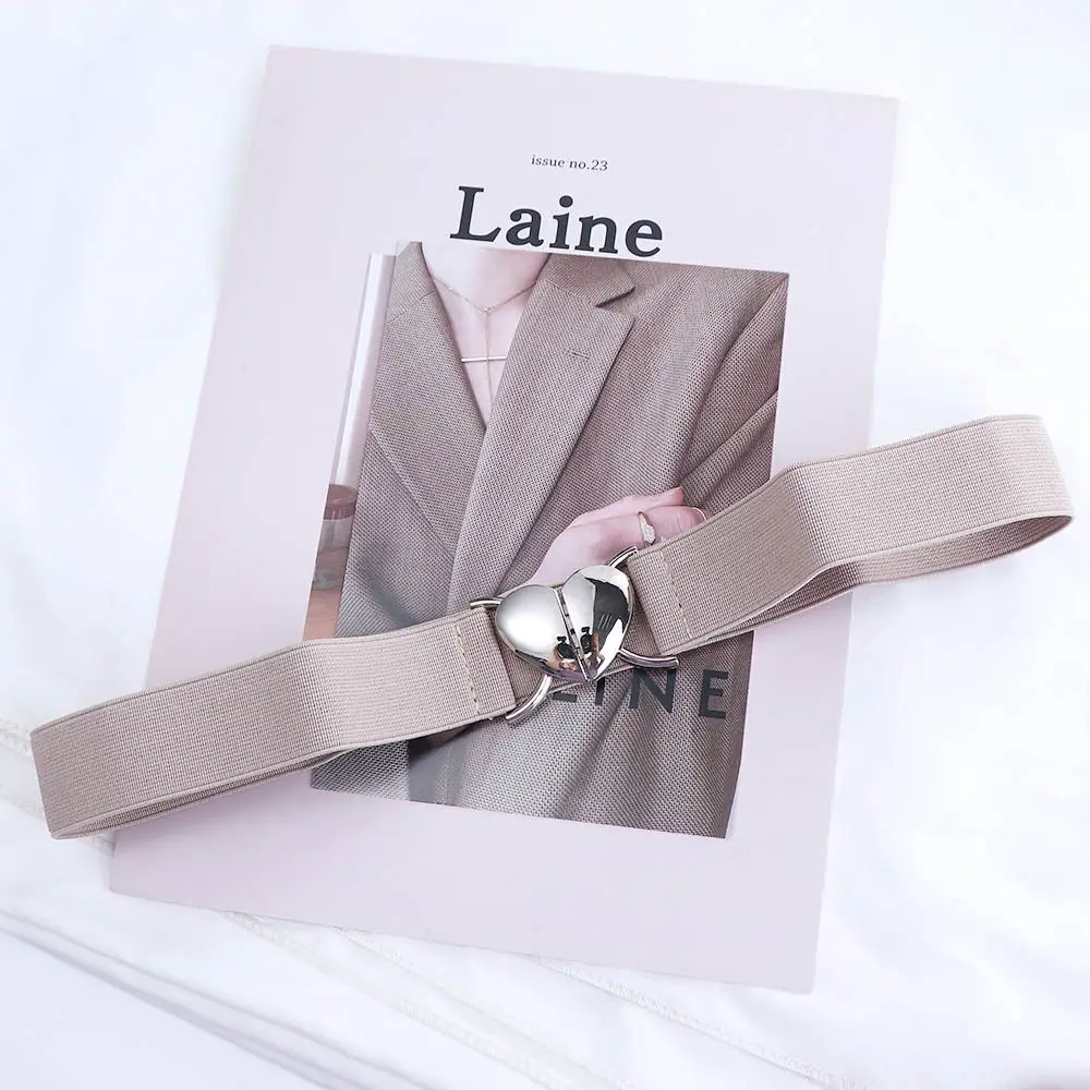 

Exquisite Korean High Quality Metal Girl Love Heart Buckle Waist Accessories Waistband Elastic Belts Thin Belts