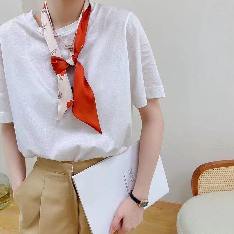 2026 neue Luxus Marke Silk Schal Rote Rose Blume Druck Frauen Schal Tasche Haar Dünne Seide Schals Dame Foulard halstuch – Detail 5