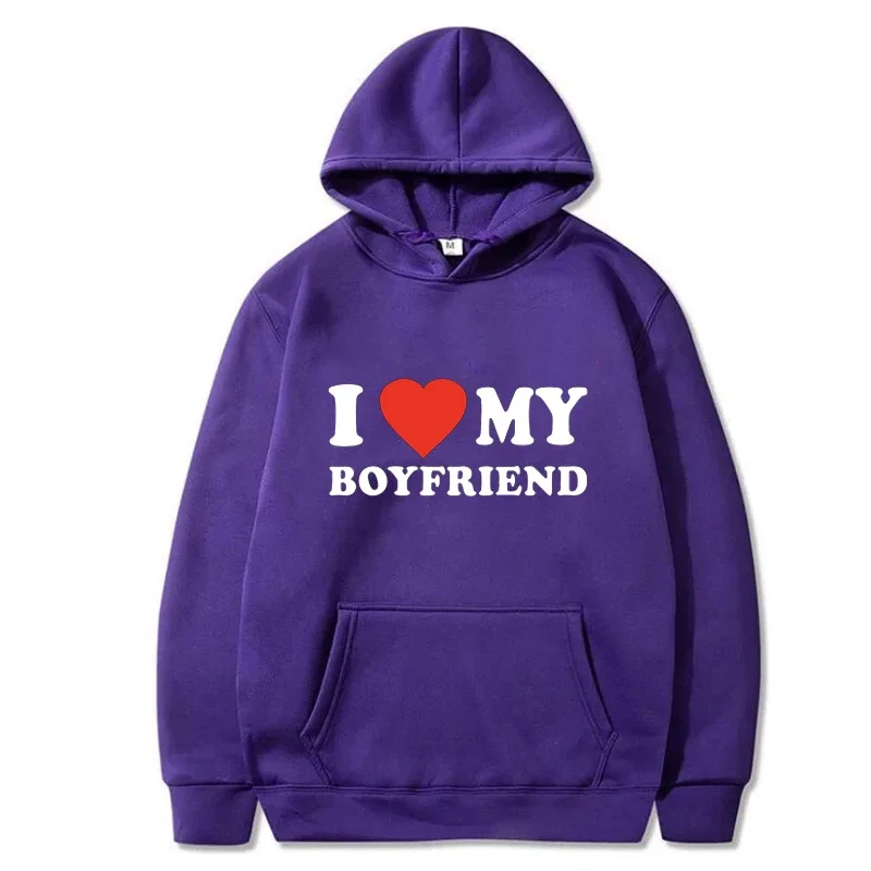 I Love My Boyfriend Girlfriend Printed Hoodie Couple Fashion Sports Shirt Harajuku Casual Top