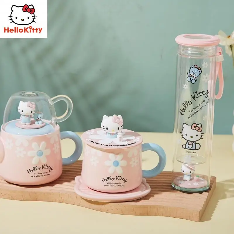 

Sanrioe Hellokitty керамическая дорожная кружка милая девочка Ins чашка горшок три комплекта для дома офиса Кофе цветок чайная чашка отправить подруге Bff