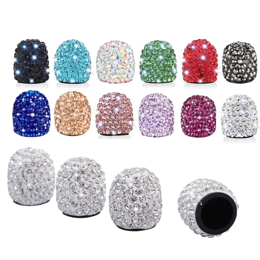 

4pcs Diamond Crystal Car Tire Valve Caps Shining Dust-proof Wheel Valve Cover Vehicle Bling Valve Cap Car Styling Accessories