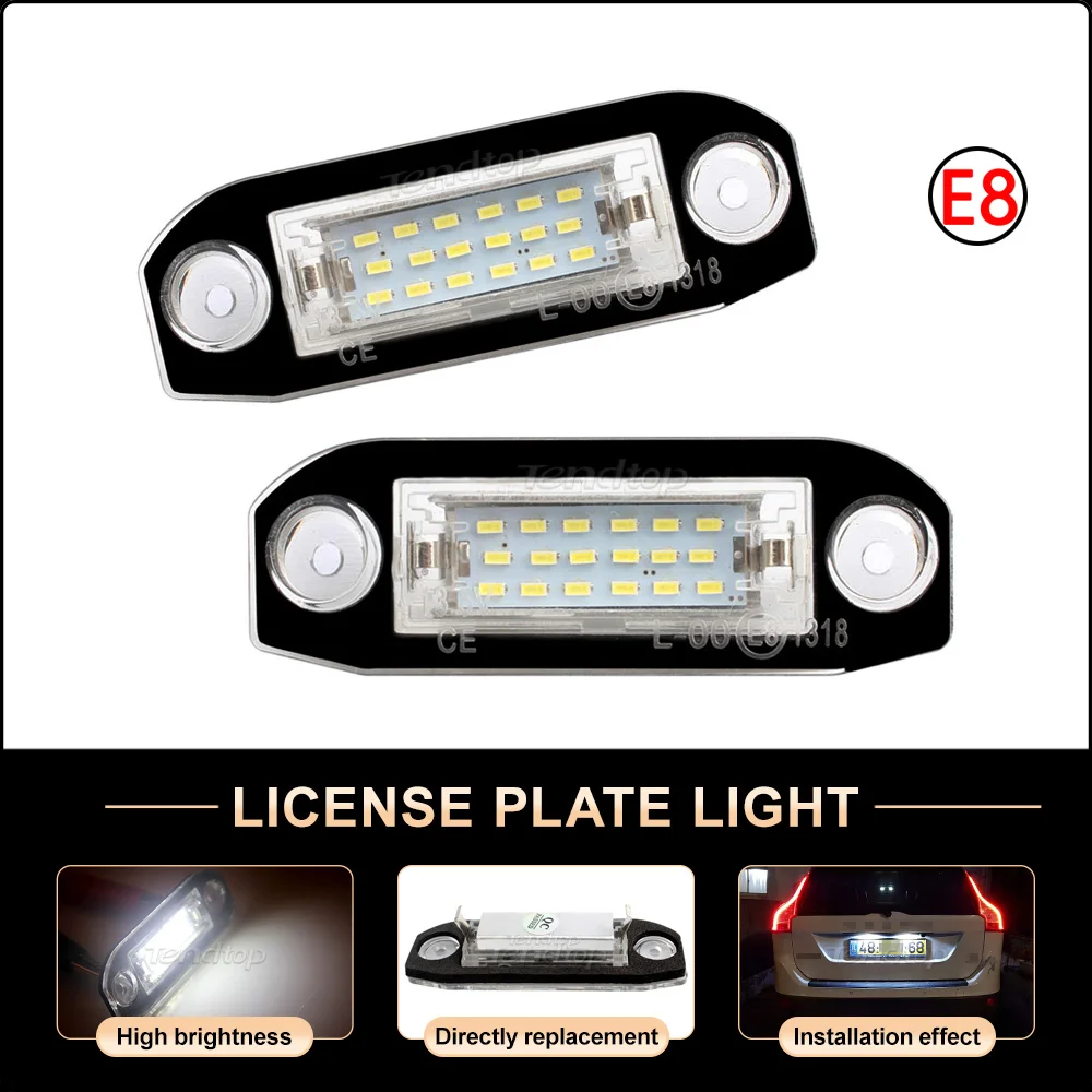 2pcs LED License Plate Number Lights Lamp Error Free For Volvo C30