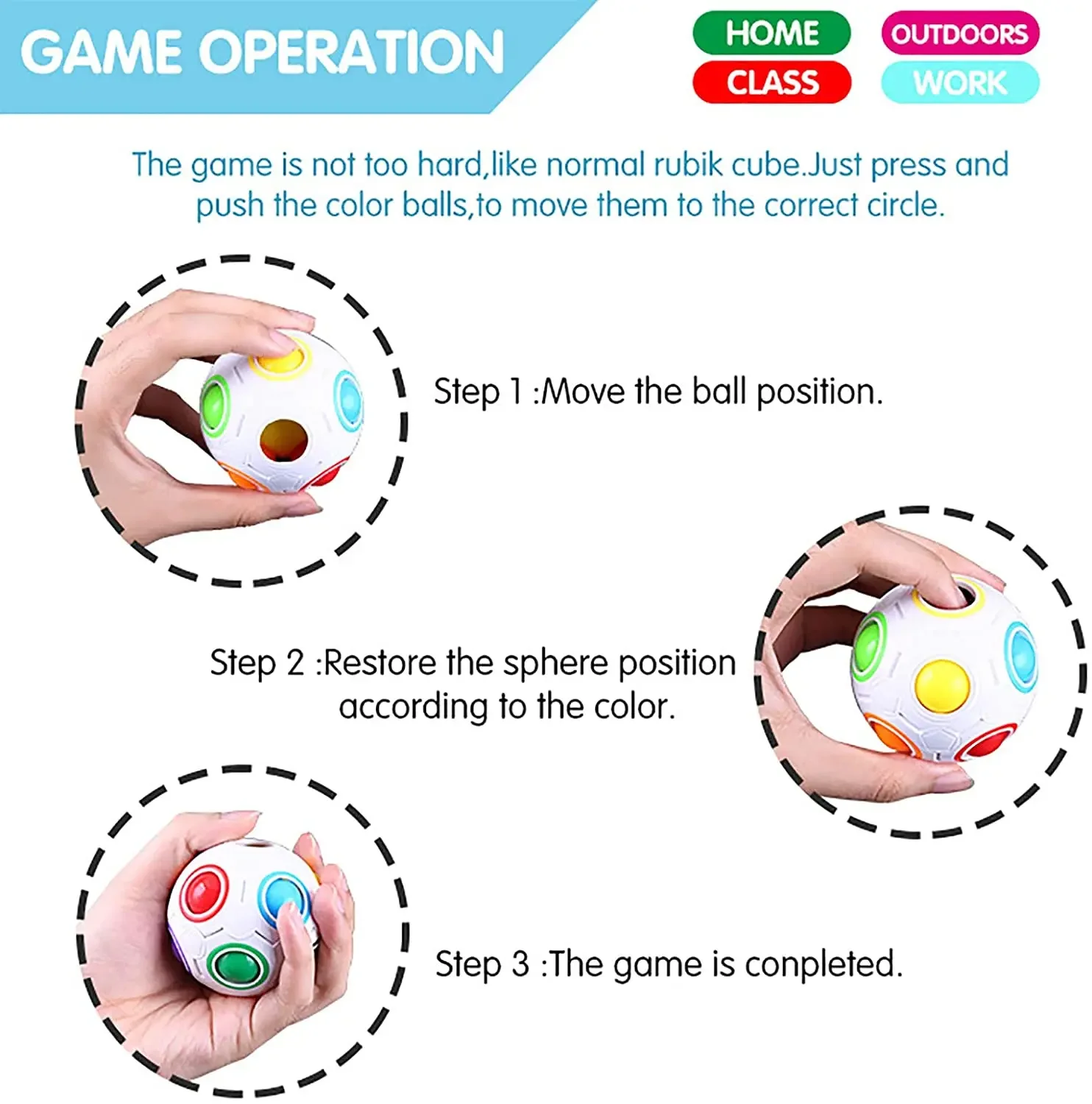Rainbow Puzzle Ball Magic Speed Cube Ball Fun Stress Reliever Magic Ball Sensory Toys Puzzle Fidget Ball for Kids Autism Adults 3