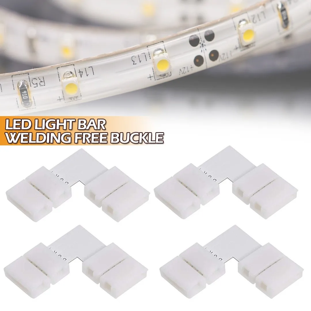 

4pcs 10MM L-shape White Connector 5050RGB LED Strip Light Corner Connectors Adapter 90 Degree Welding Free Adapters