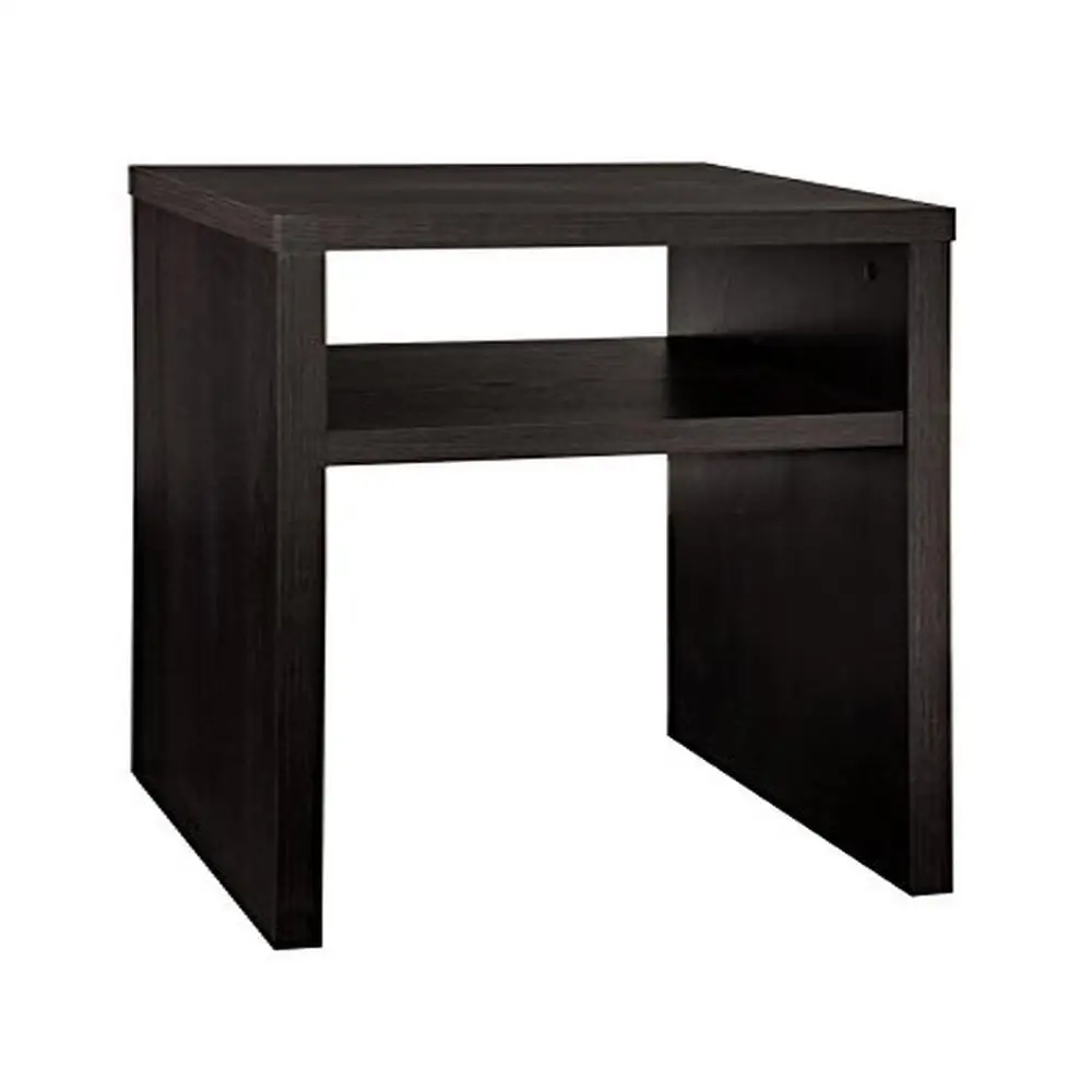 

2-Tier End Table Storage Shelf Open Compartment 24"x17.5"x17.5" Black Walnut Wood Shelf
