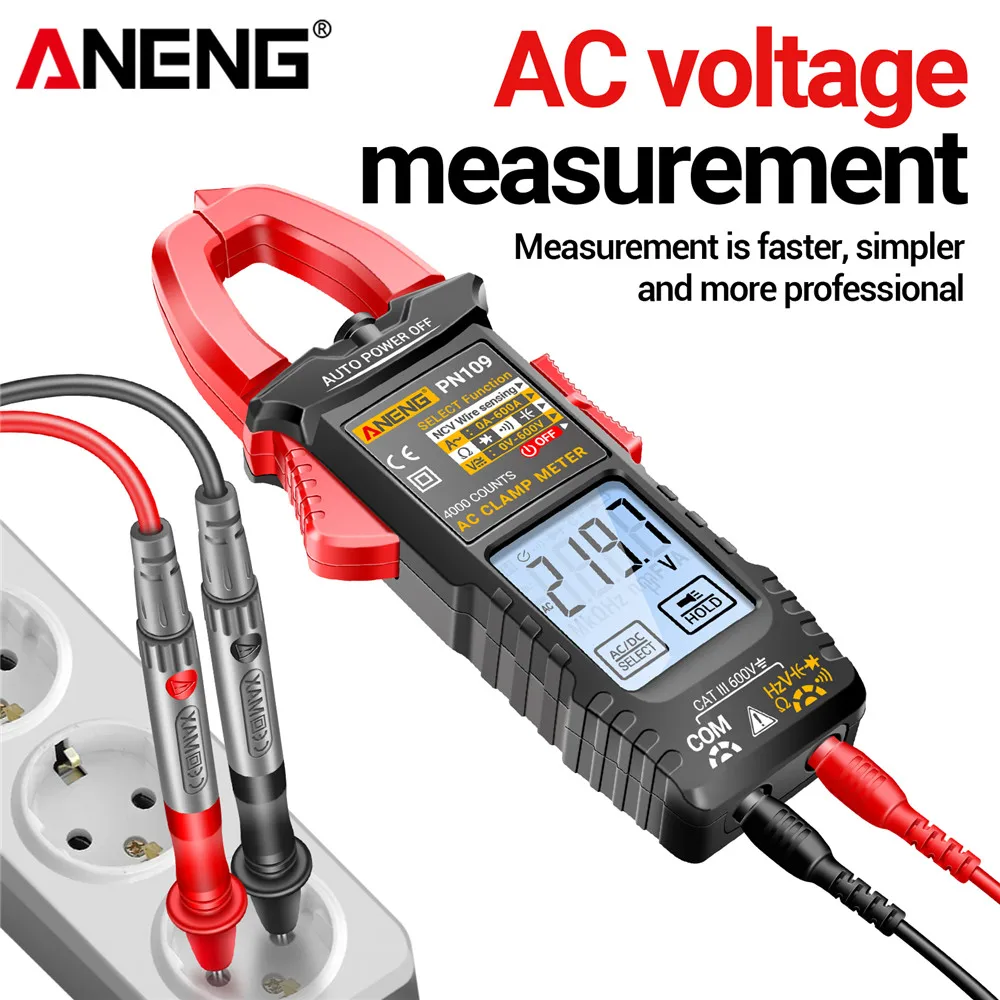 ANENG PN109 스마트 클램프 디지털 멀티미터 600A 고전류 NCV 비접촉 유도 전문 전기기사 진단 도구