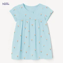 

Little Maven Frocks for Girls 2022 Summer New Baby Girl Clothes Toddler Cotton Flower Print Vestiods Dress for Kids 2-7 Years