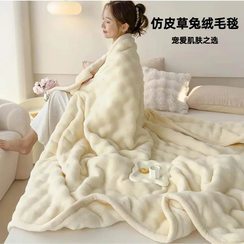 

Luxury Soft Faux Fur Throw Blanket Fuzzy Plush Bedspread on The Bed Sofa Cover Blankets and Throws for Living Room Bedroom