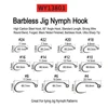 ICERIO 100 Barbed Fly Tying Hooks Barbless  60 Degree Jig Nymph Hook Streamer Wet Dry Flies Hooks Trout Fly Fishing Hook Tackle 2