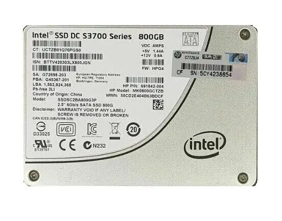 

800 ГБ S3700 серия SSD 6 Гбит/с SATA Enterprise Class SSD DC SSDSC2BA800G3P