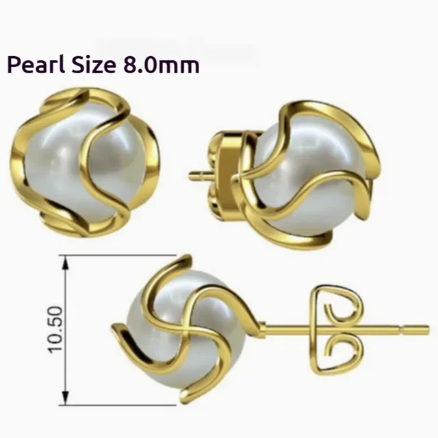 AAA + 8mm perle d'eau douce, boucles d'oreilles en forme de perle en cage plaquée or à la mode pour femmes boucle d'oreille en or pour femmes cadeau de mariage