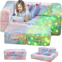 Modular Kids Play Couch, Glow in The Dark Kids Play Couch Toddler Couch,Kids Couch for palyroom, Convertible Baby Fold Out Play 1