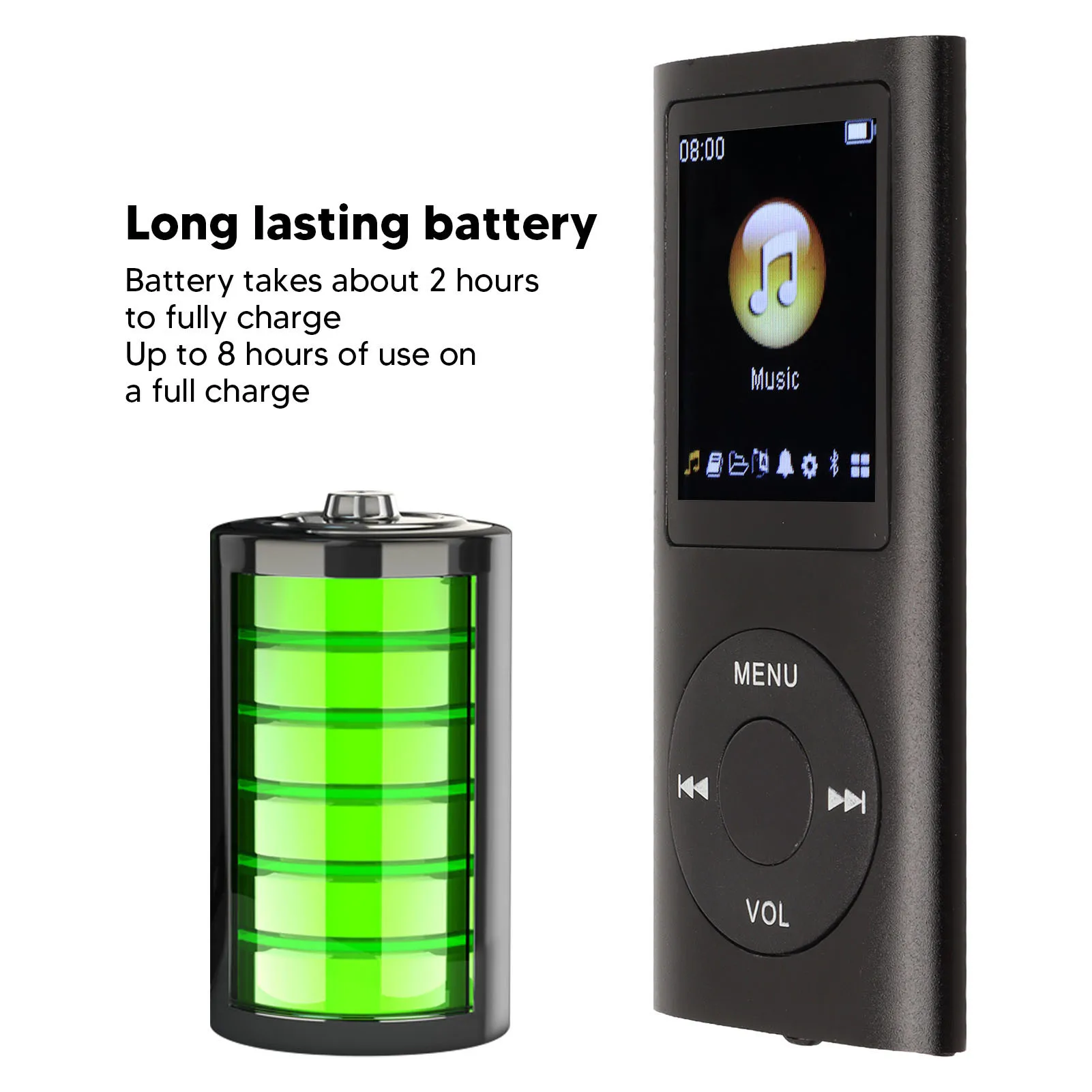 Sleek & Stylish Portable MP3 Player with Lossless Sound and 1.8-Inch LCD Screen