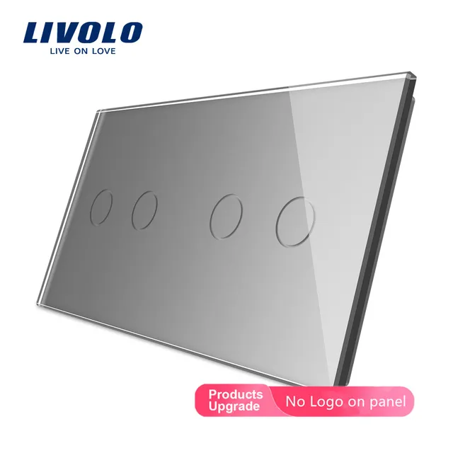 Livolo Luxury 4 สีแก้วคริสตัลมุก,151 มม.* 80 มม.,มาตรฐาน EU, แผงกระจกคู่ VL-C7-C2/C2-11 (4 สี), โลโก้/ไม่มีโลโก้ 1
