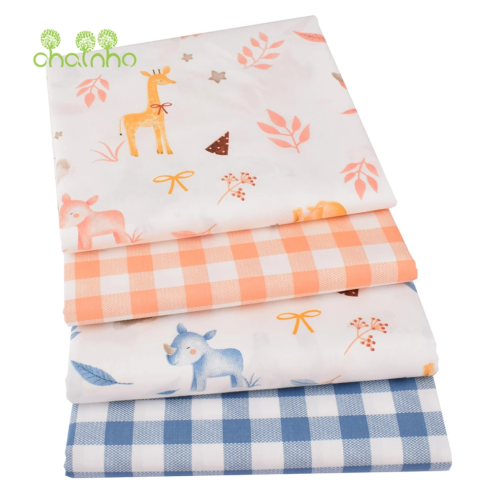 Chianho,Printed Twill Weave Cotton Fabric,DIY Sewing Quilting Material,Patchwork Cloth,8 Designs Cartoon Series,2 Sizes,15C309