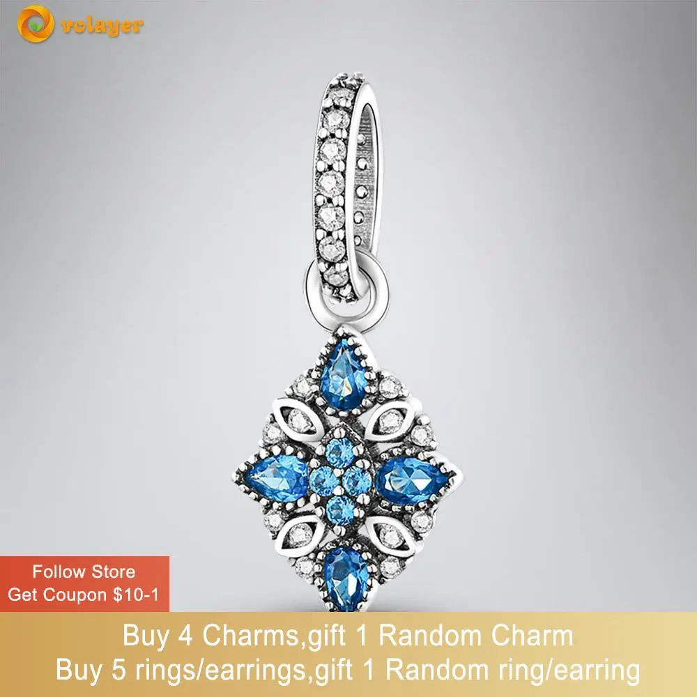 

Volayer 925 Sterling Silver Beads Square Demon Eye Charm fit Original Pandora Bracelets for Women Jewelry Making Gift