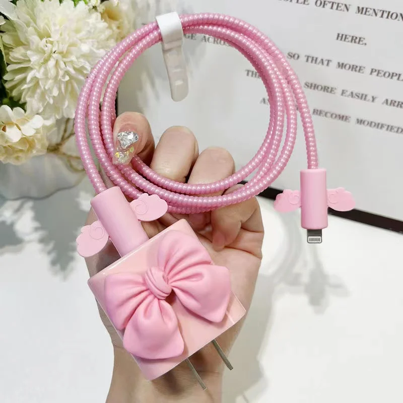 Nuovo Papillon Usb Cable Protector Ricarica Winder Head Cord Case Cute Cartoon Data Line Bite Fast Capa Per Apple Iphone 18/20W