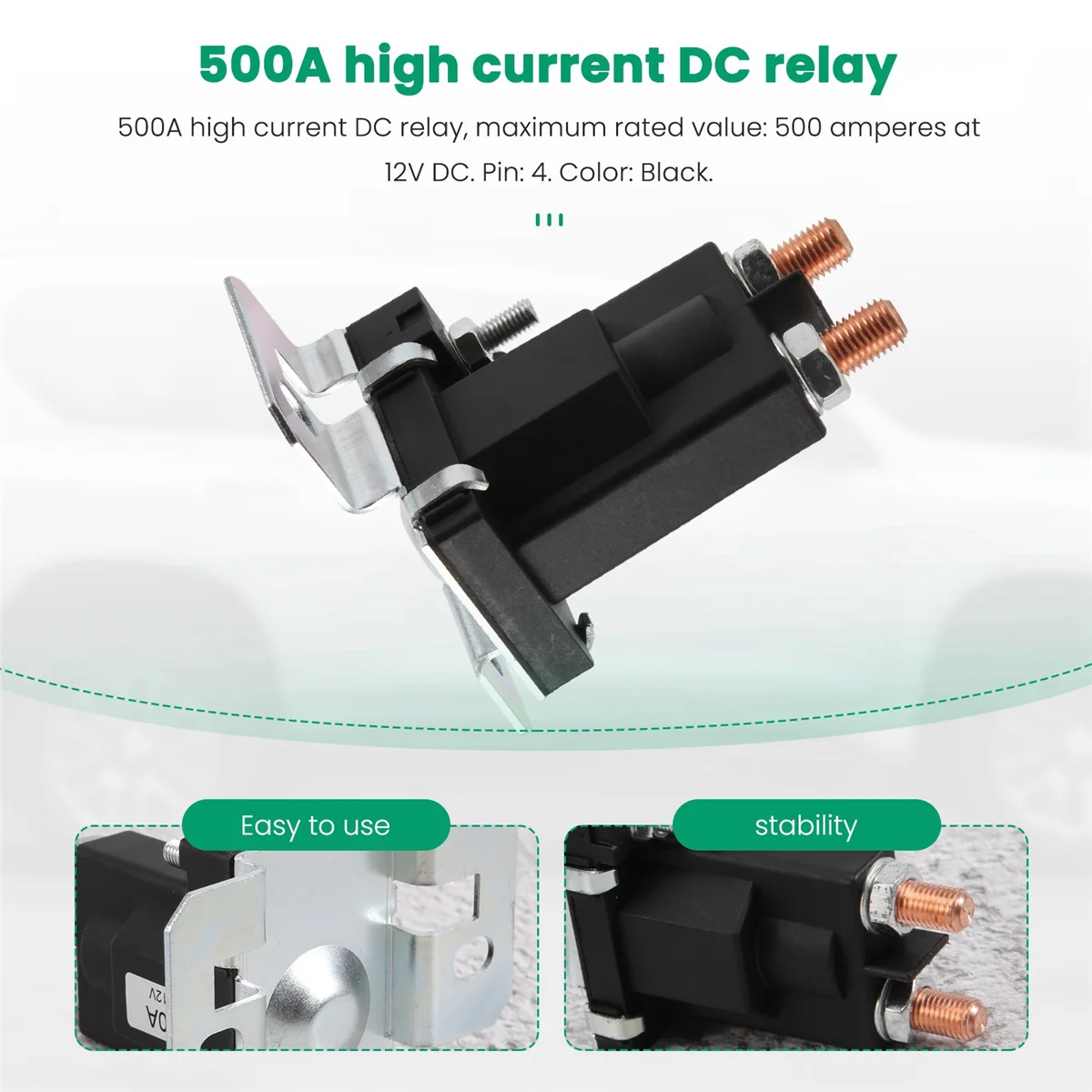 Dual Battery Isolator Relay Start On/Off 4 Pin 500A 12V For Car Power Switch DY