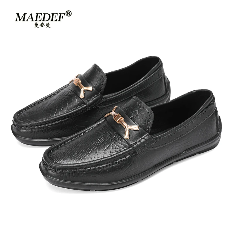 

2024 Men Leather Casual Shoes Brand Loafers Lightweight Moccasins Breathable Slip on Black Driving Shoes High Quality Footwear