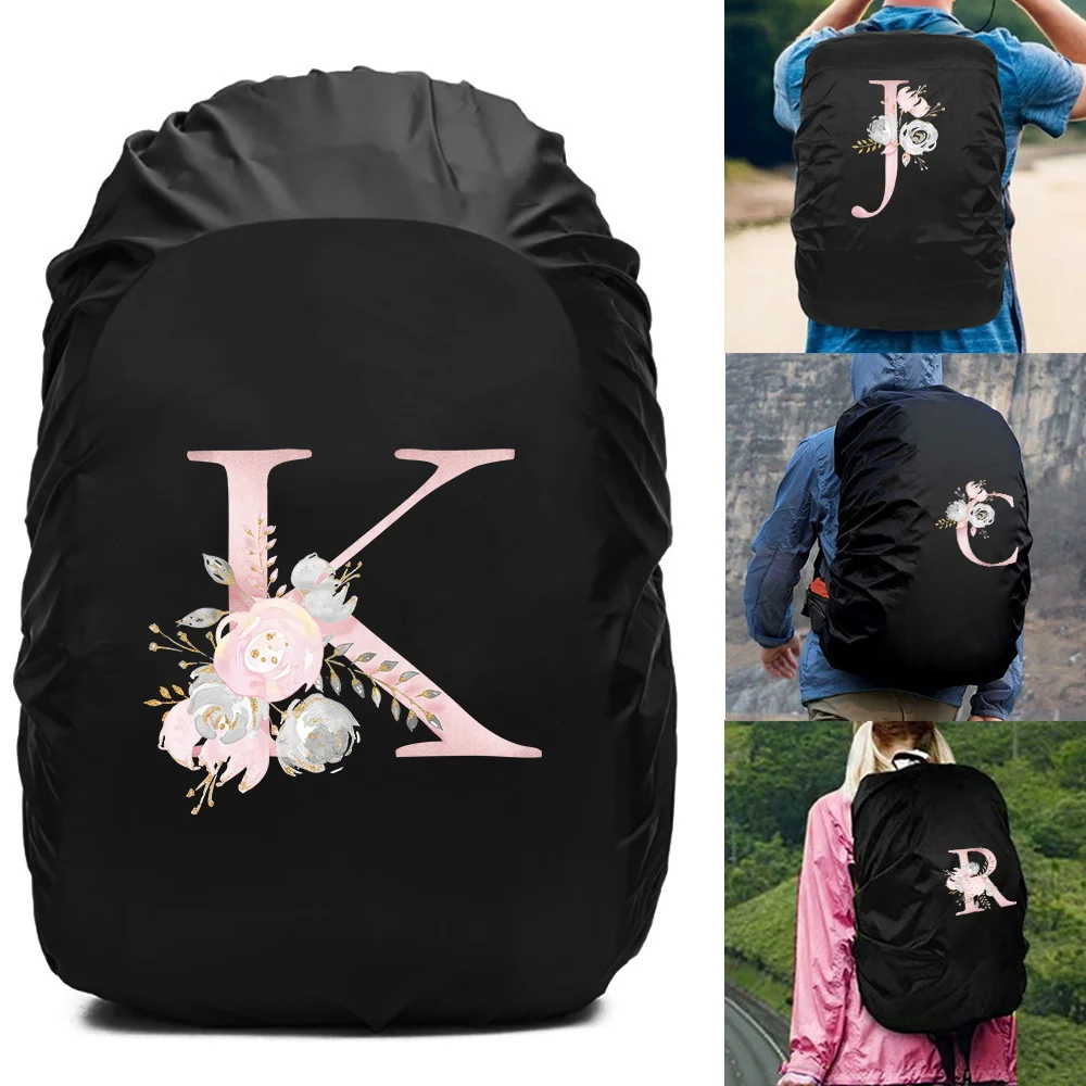 20-70L Back Pack RainCover Dustproof Protection Cover for Backpack Rainproof Cover Schoolbag Waterproof Hood Pink Flower Pattern