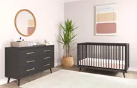 Convertible Crib Dresser Set Pine Wood 4-in-1 Toddler Full Size Bed Nursery Furniture Solid Non-Toxic Finishes 1