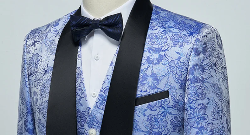 Men's Floral Three-Piece Suit View 3
