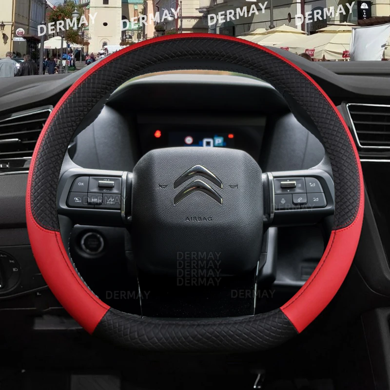 DERMAY Car Steering Wheel Cover PU Leather Non-slip Auto Accessories for Citroen C4 steering wheel cover