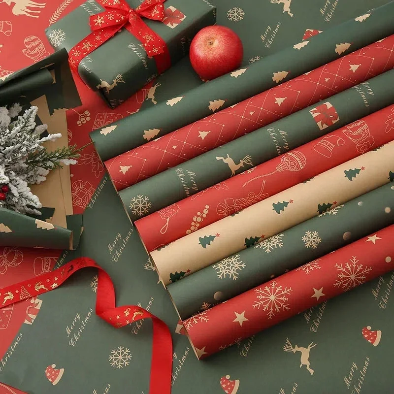 Christmas Kraft Wrapping Paper Multi Patterns Christmas Decoration