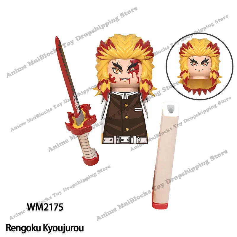 WM6116 WM6137 WM6138 Demon Slayer Anime Uzui Tengen Rengoku Kyoujurou Tanjirou mini Action toy Figures Assemble toys kid gifts