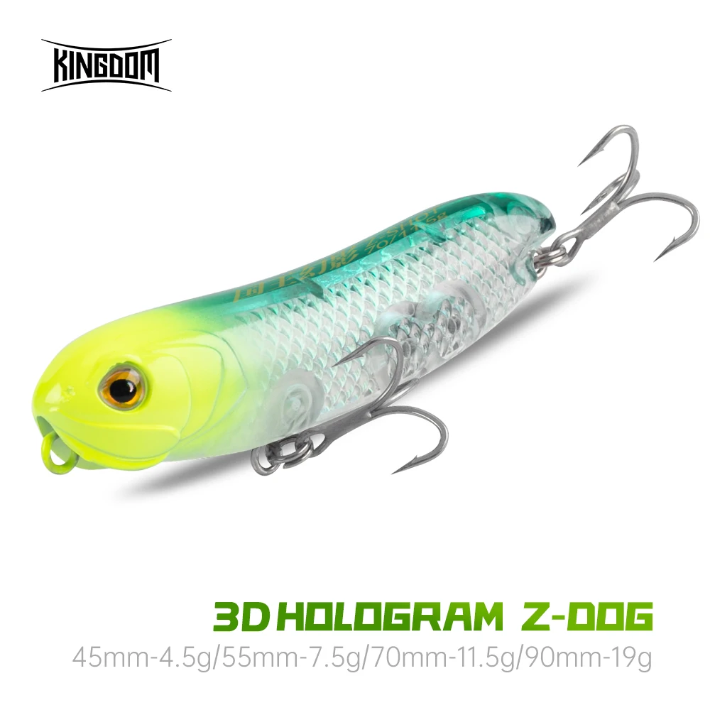 王国 Z-Dog 3D ホログラムトップウォーター釣りルアー 4.5