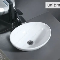 Ceramic Table Sink Countertop Wash Basin Bathroom Balcony Above Counter Vessel Sink Apartment Lavatory Vanity Sink Basin Bowl 2