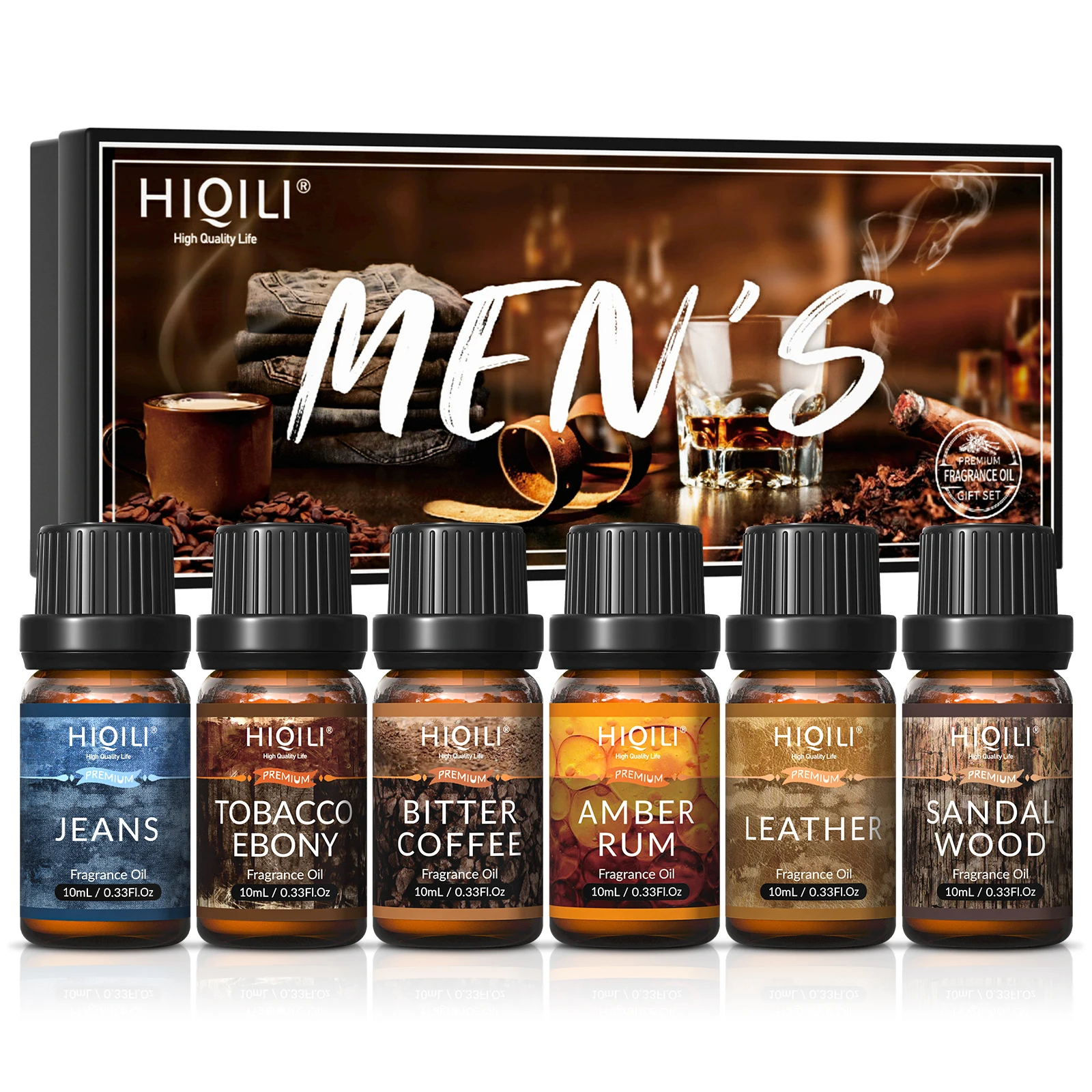 HIQILI Mens Fragrance Oils Set, Essential Oils for Aromatherapy, Pure Perfume Oil Aroma Oil for Car Diffuser Candles Making air humidifier fragrance diffuser usb nano steaming face aromatherapy 300ml double spray ultrasonic essential oils diffuser