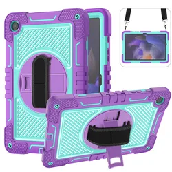 Durable Dual - Layer Protective Tablet Case with Built - In Stand - Tab A11 Plus 11 inch (Purple and Green)