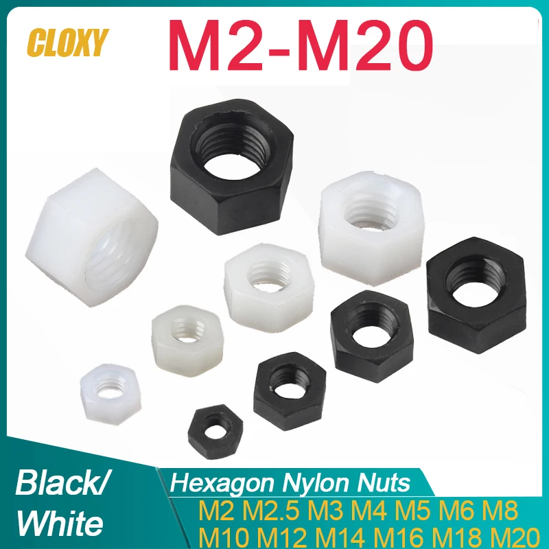 Lot D'écrous Hexagonaux En Nylon/polyamide - Filetages M2 à M12 - 10 Pièces Par Taille, Idéal électronique