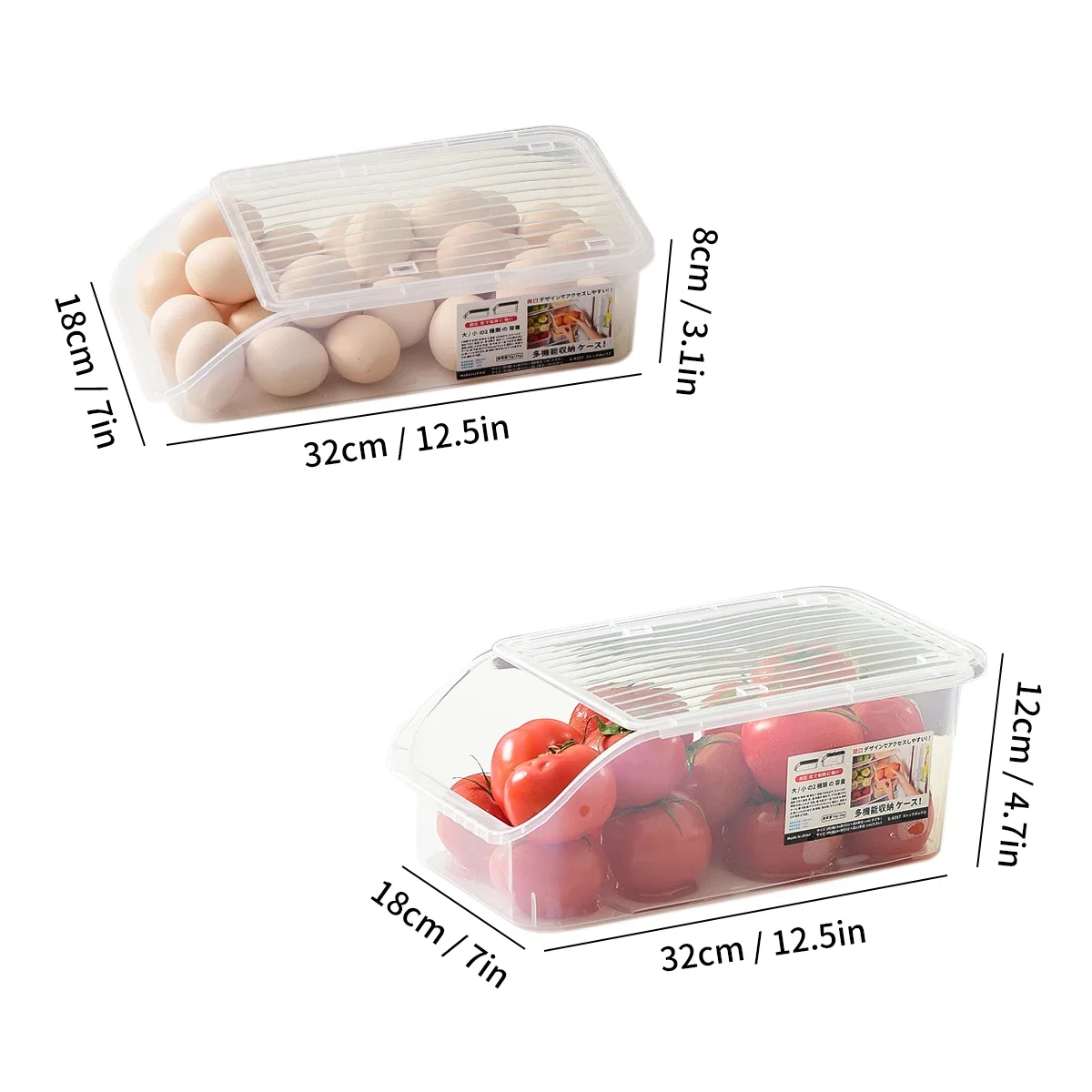 WORTHBUY Refrigerator Storage Box Stackable Storage Bins Kitchen Transparent Crisper Multifunctional Organizer Box With Lid 6