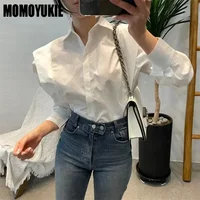 2023 Spring Women Blouses Fashion Vintage Simple Closure Panel Ruffles Long Sleeve Leisure Solid Korean Edition Women's Shirt - Image 6