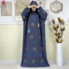 Abaya musulmane à double chapeau pour Ramadan, vêtements de prière africains, coton solide, broderie, adt, dubaï, turquie, islam, nouveau, 2025