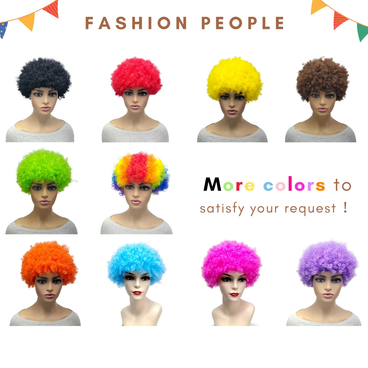 Clown Wig Afro Puff Wigs 80s Cosplay Anime Party Christmas Halloween Fancy Funny Wigs