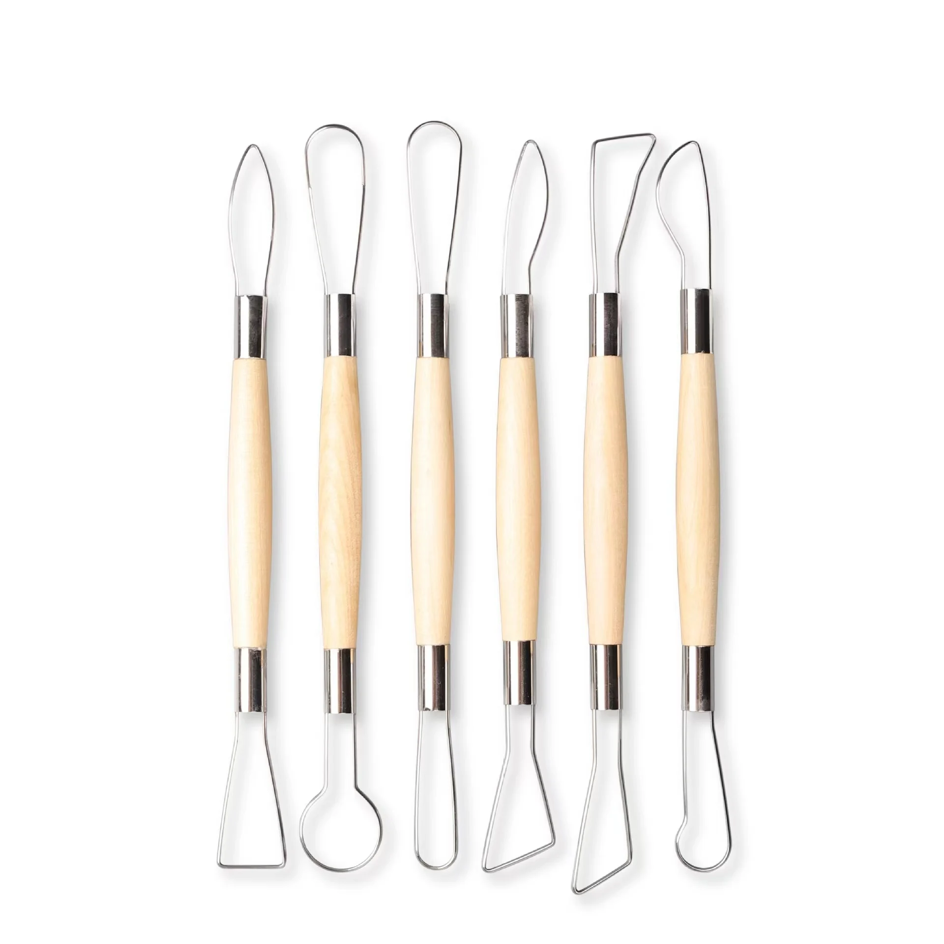 Description Picture 3 of item6PCS wooden handle wax pottery clay sculpture carving tool DIY pottery clay craft set Wood Knife Tool