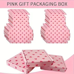 Charming Pink Love Pattern Gift Boxes - Set of 20, Easy Assembly - As shown (Pink 20pcs)