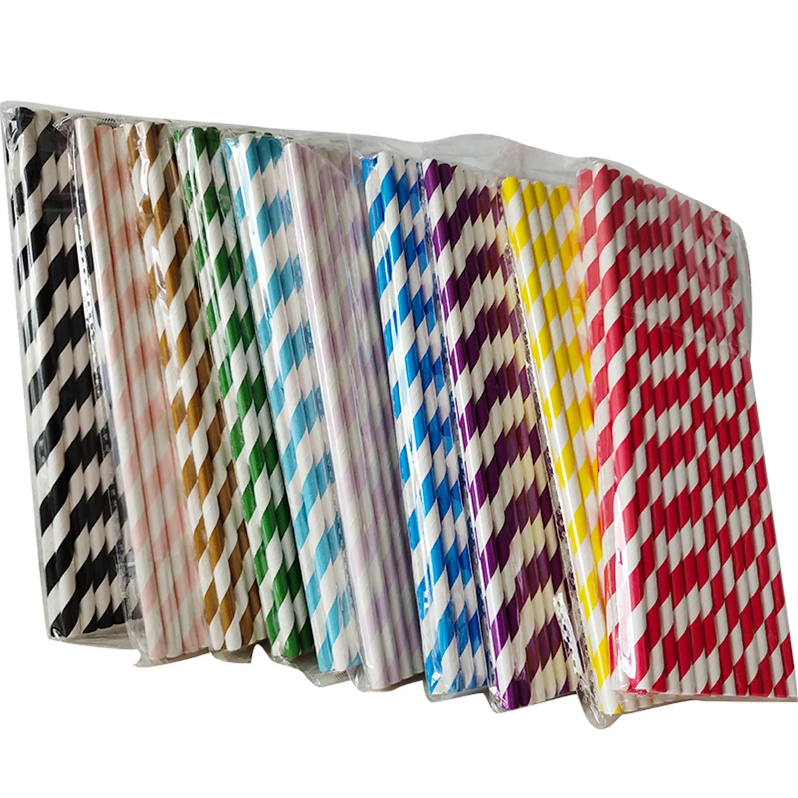 Biodegradable Stripes Paper Straws Pink Blue Yellow Stripes Drinking Straws Wedding Birthday Party Decoration Baby Shower Kids
