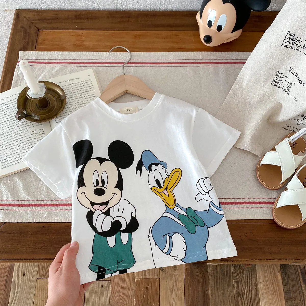 2024 New Boutique Kids Short Sleeve Tees Cartoon Disney Baby Girl Boy Mickey Minnie T-shirt Toddler Costume Children Clothes 5