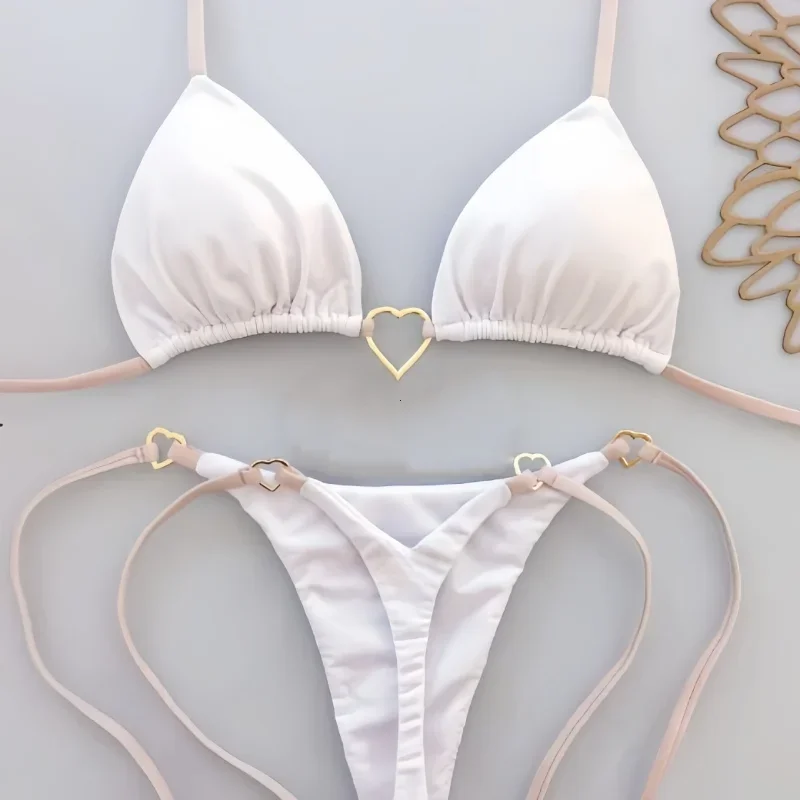 Sexy Halter Solid color Bikini Set Women's Swimsuit Two-piece Triangle Thong Swimwear Bathing Suit Brazilian Biquinis 1