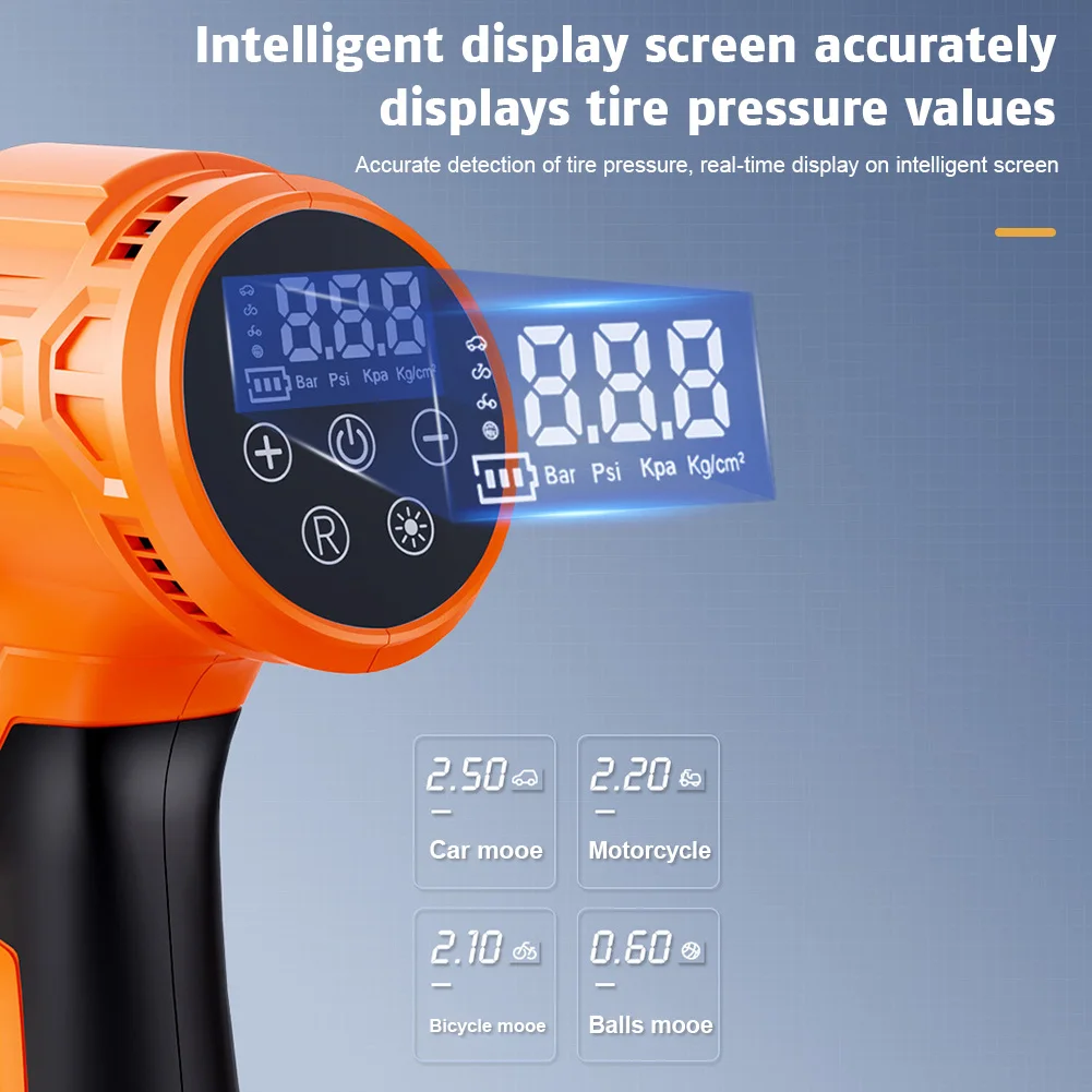120W 150PSI Tire Inflator Portable Air Compressor Electric Cordless Air Pump Inflation Tire Pump with LCD Screen Pressure Gauges
