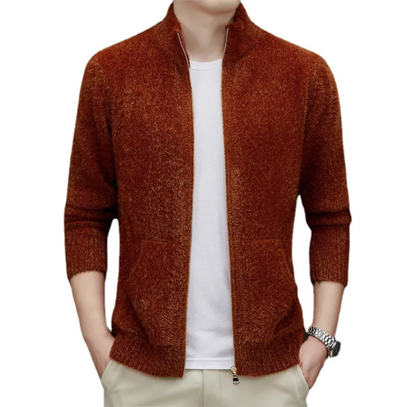 2023 Knitted Cardigan Coat Men's Autumn and Winter New Thickened Standing Collar Warm Casual Comfortable Sweater Men's YM1045